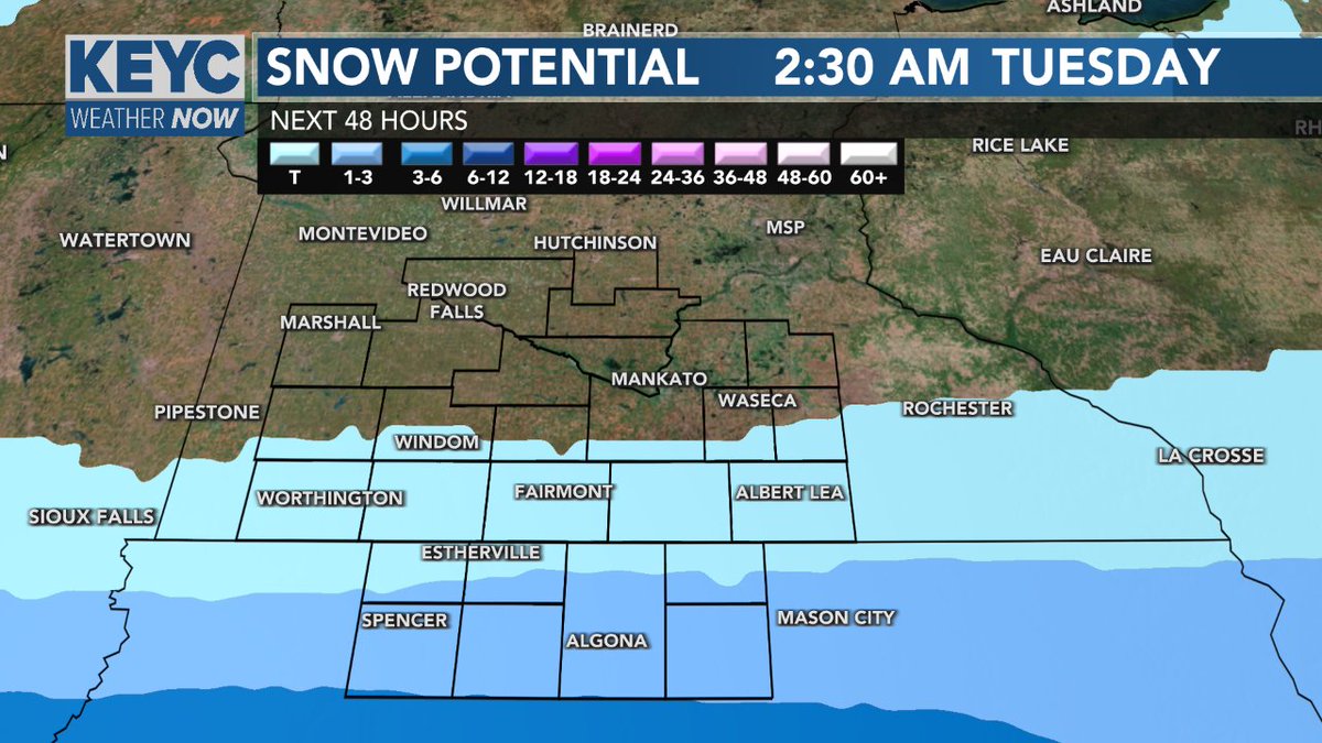A more snow possible for tonight. Just a dusting for southernmost Minnesota, near sections of I90. A few areas in northern Iowa could see additional 1-3