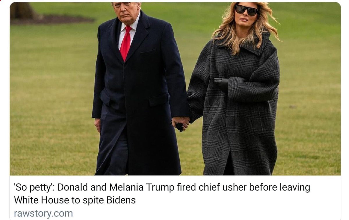 IBelizeit's tweet image. The last thing that Donald&amp;amp;Melania did B4 leaving the WH was 2fire the entirestaff of ushers/butlers.Officials say the Trump's did this on purpose so that there wouldn’t b anyone there2 help the Biden's when they arrived.

Childish #POStus &amp;amp; #FirstWitch,what a horrible thing 2do!