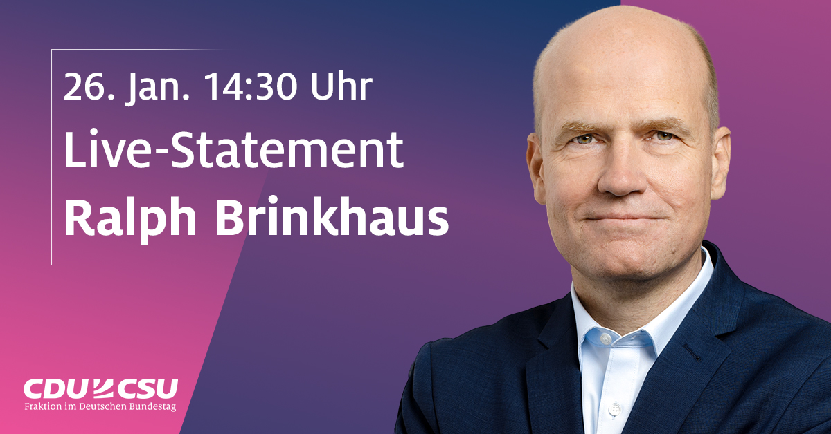 rbrinkhaus's tweet photo. Schon jetzt vormerken: das #Livestatement vor der #Fraktionssitzung.
📅Dienstag, 26. Januar 2021 um 14:30 Uhr
💬gemeinsam mit @thorsten_frei
💻live auf auf https://t.co/YH6J8vQ1ya https://t.co/CeAIdxTe8K
