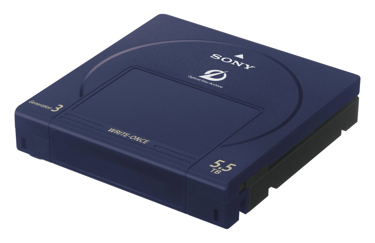 So Sony launched this thing at 300 gigabytes in 2013. They've been launching new updates every couple years, with the latest version being the ODC5500R (launched in 2019), which is a 5.5tb write-once cartridge.