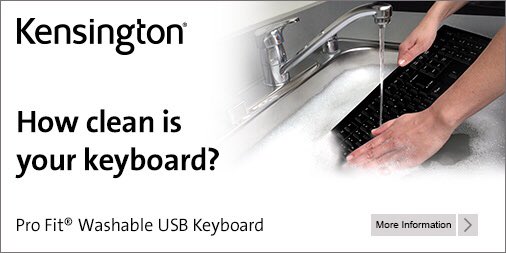 How clean is your keyboard?
The Kensington washable keyboard can be fully submerged to keep it clean from food and drink debris or any other unwanted
substances. just-office.co.uk/product/kensin…