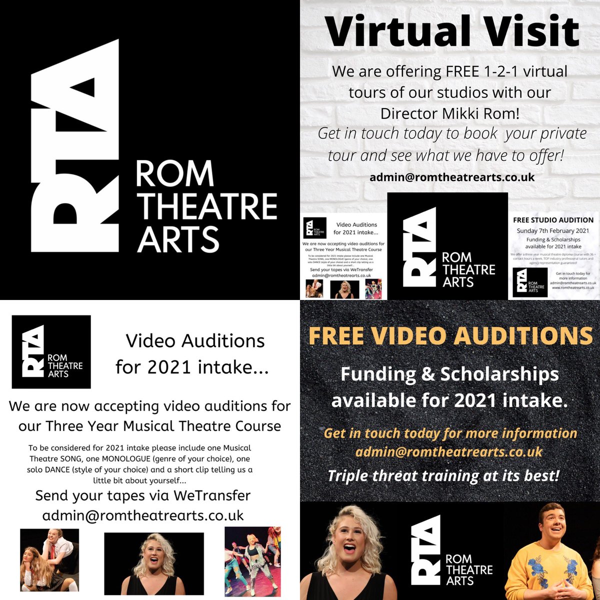romtheatrearts's tweet photo. FUNDING &amp; SCHOLARSHIPS available for 2021 intake!! 

Get in touch today... 
admin@romtheatrearts.co.uk https://t.co/uJ9qCQuhlD