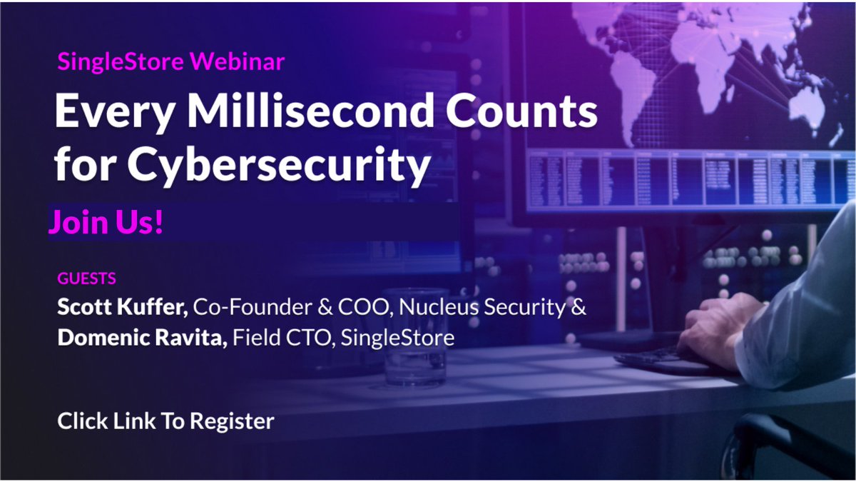 SingleStoreDB's tweet photo. Happening tomorrow: @nucleussec’s Scott Kuffer joins SingleStore’s @domenicravita to share how the shift to #SingleStore dramatically improved performance while cutting the cost for Nucleus Security. 

https://t.co/CvPknxY63S https://t.co/0l4CLRjjBi