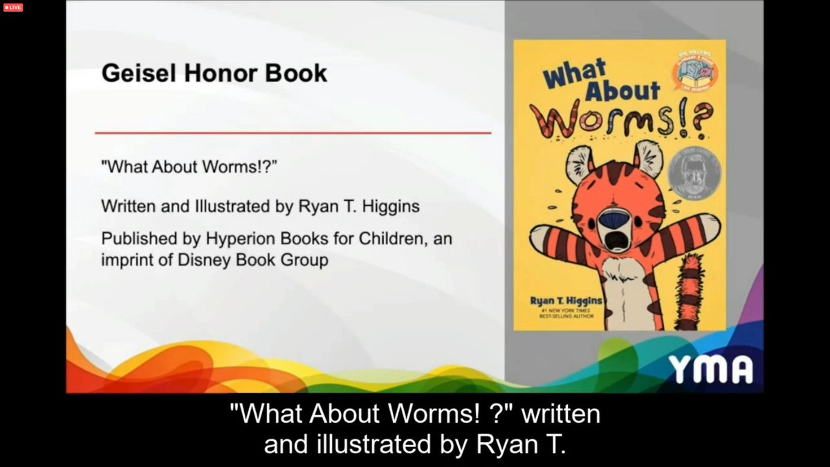 LKLiterary's tweet photo. #alamw21 #yalsa @ALAConferences @ALALibrary @yalsa #geiselaward @RyanT_Higgins!! https://t.co/P2DehHlqyV