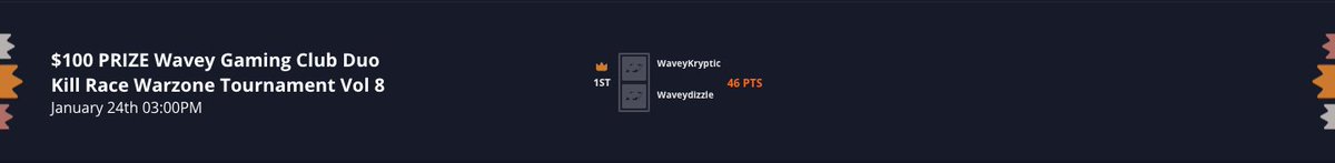 <a href="/WaveyGamingClub/">Wavey Gaming™</a> Kill Race Tourney Vol 8 Winners!! Congrats to these guys and a huge GG and thank you to all that participated! See you next month 😉 #StayWavey