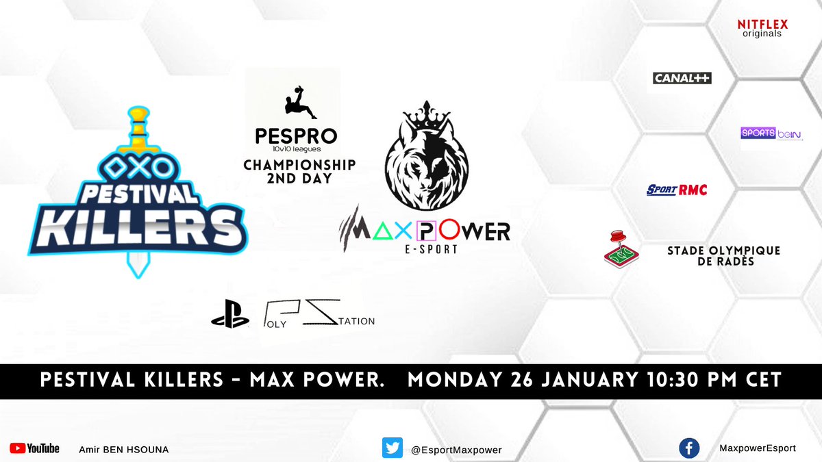 2 eme journée <a href="/e_PESPRO/">PESPRO | eSports 10vs10 Leagues</a> division Championship.
Ce soir, nous affrontons l'équipe @PestivalKillers 
<a href="/PesOfficiel/">OfficielPes</a>.On s'attend à 2 matchs difficiles, mais nous donnerons tous pour ramener les 6 pts à la maison.
❌🗡️⚽️🎮🐺✅<a href="/amirca2/">Football123</a>