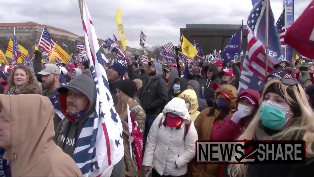 On Jan6, before the Capitol Insurrection, Trump spoke for more than an hour.Rather than simply film his speech, I filmed *the crowd* reacting to their speech.My video - which  @TeamYouTube removed - was one continuous roving take of the crowd watching.