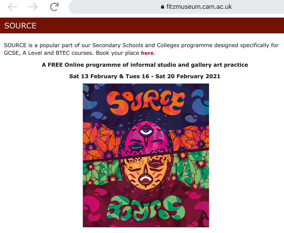 SPFvisualart's tweet image. Fantastic to see #SOURCE running online this year in lockdown. Check out the free learning courses and resources for #Art students Years 11-13. #Fitzwilliammuseum