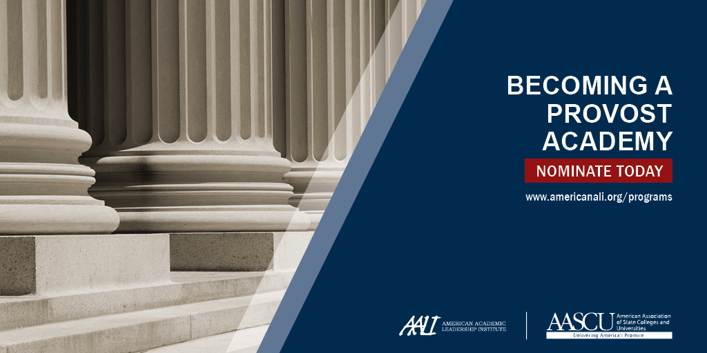 We are accepting nominations for the 2021-2022  Becoming a Provost Academy (BAPA), a year-long program to prepare academic leaders to become successful chief academic officers/provosts at <a href="/AASCU/">AASCU</a> member institutions. See ow.ly/s3x250D0uZK for details and to nominate.