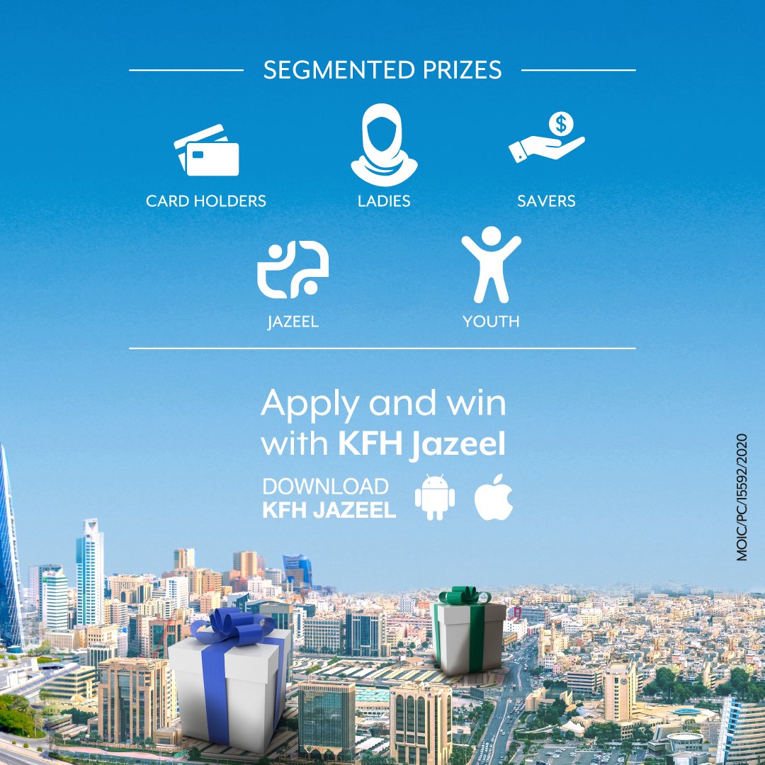 KFH_Jazeel's tweet photo. WIN BIG, WIN PLENTY with KFH Libshara! 

Open a Libshara account in minutes through the KFH Jazeel Banking app today and you could be one of the many winners for 2021! 

Terms and conditions apply*

#KFHJazeel #Bahrain #Libshara2021 #Save #Invest https://t.co/7lbSg9I3E6