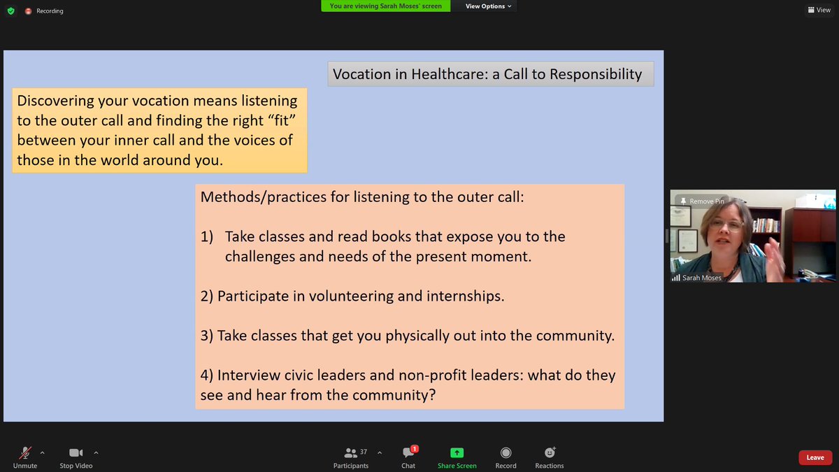 For the first Medical Day Series talk offered to Tri-County Workforce Alliance high school students, UM's Dr. Sarah Moses gave a virtual presentation on Vocation in Healthcare. Dr. Moses is co-director of the SOHE minor along with Dr. <a href="/greenjj1/">John J. Green</a>. #DeltaDirections
