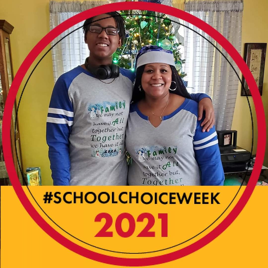 MsMartinK1's tweet photo. Representing school choice week with my son. @charlesatodu @2KSchool 
#2kschool  #RocketNation
#PantherNation https://t.co/37EpY442ty