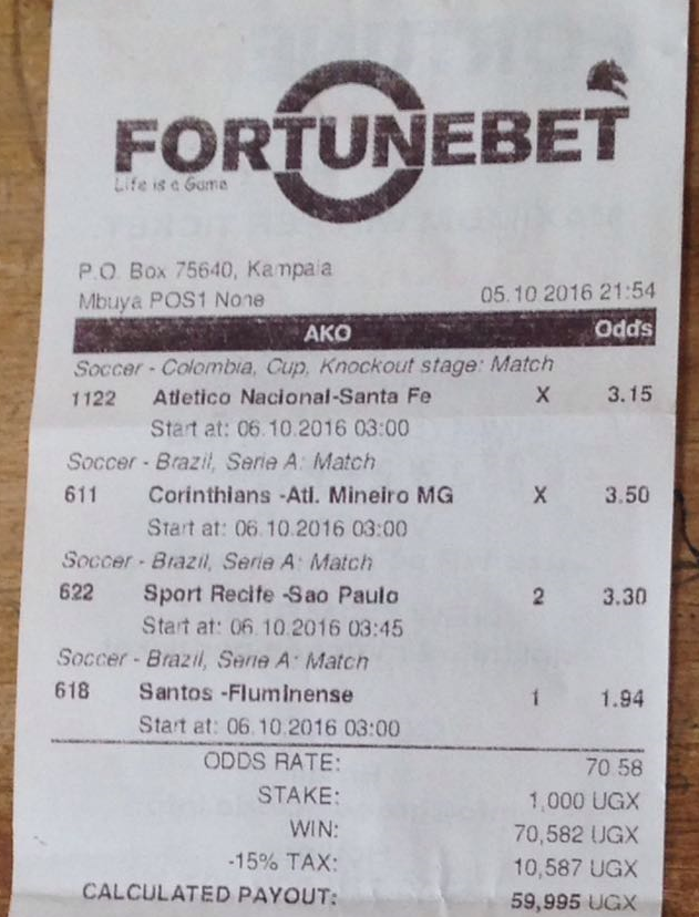 Standard product in Uganda (as elsewhere) is to bet on intl football. Predicting more outcomes → ↑ payouts but ↓ likelihood of winning. Can win up to 2K USD but most bettors target amounts that are low multiples of their weekly earnings. Amounts that could (?) be savable. 4/17