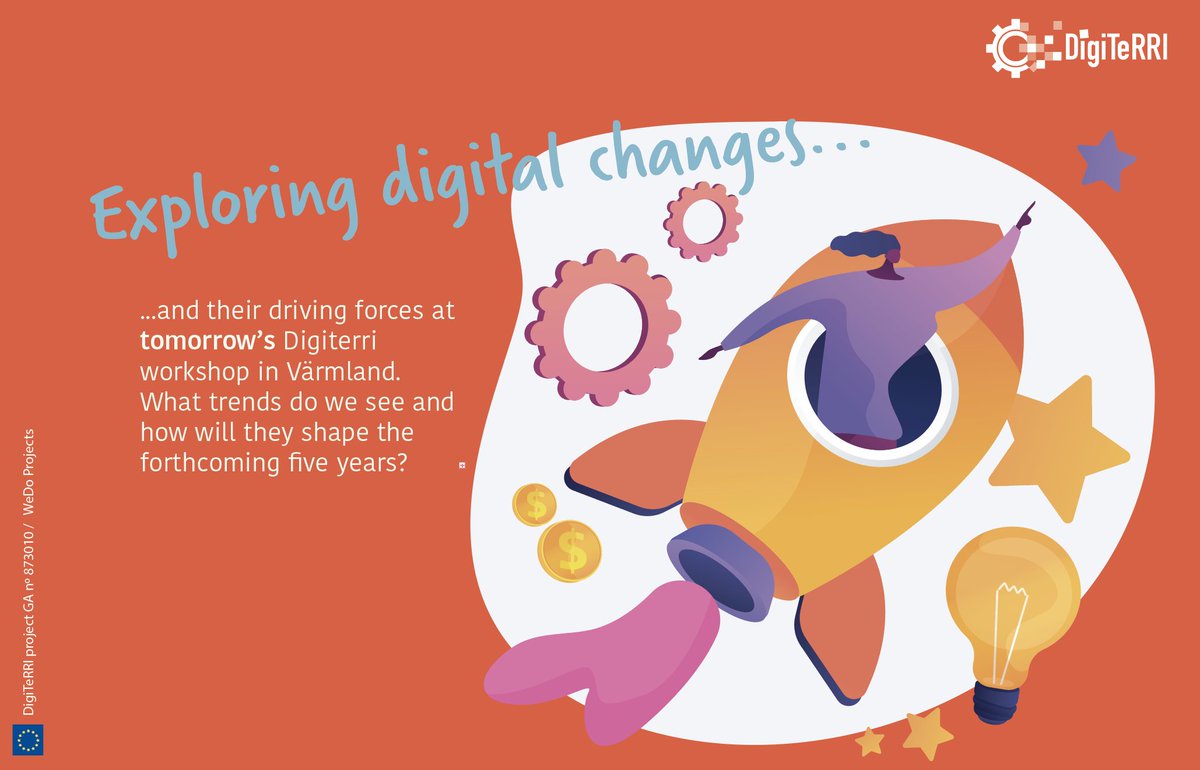 Exploring digital changes and their driving forces at tomorrow’s Digiterri workshop in Värmland. What trends do we see and how will they shape the forthcoming five years?

#Paperprovince <a href="/KAU/">Karlstads universitet</a> #Regionvarmland #RRI #H2020