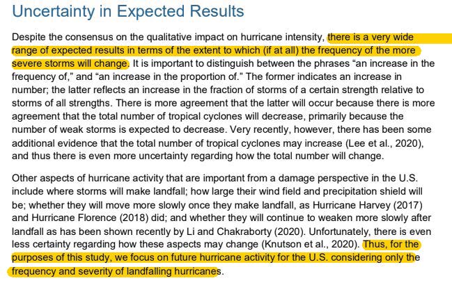 AIR points out the extensive uncertainties in predicting future hurricane behavior but in a way that suggests there is less uncertainty about future frequency and severity, and that's why they focus on those things in the report. 8/17