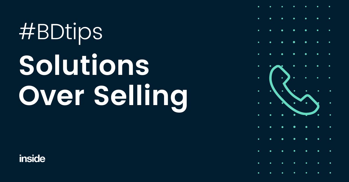 InsideGlobalB2b's tweet photo. Our #BDTIP this week is to focus on 'Solutions over Sales'. During a pandemic this is more important than ever - be sensitive to people's situations and invite them to share their challenges at a time that's convenient for them #businessdevelopment #b2btech #leadgen https://t.co/O1UrZyROjN