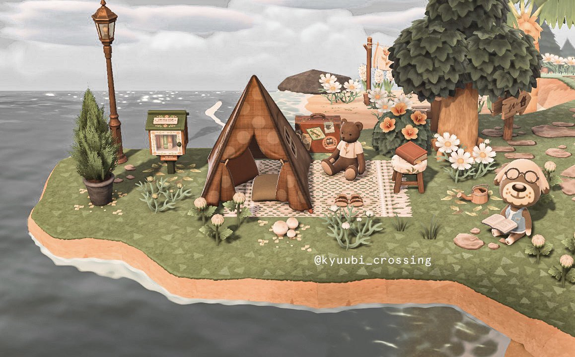 kyuubi_crossing's tweet photo. a smol campsite on the peninsula 🌱 https://t.co/mjt9UjTAaw