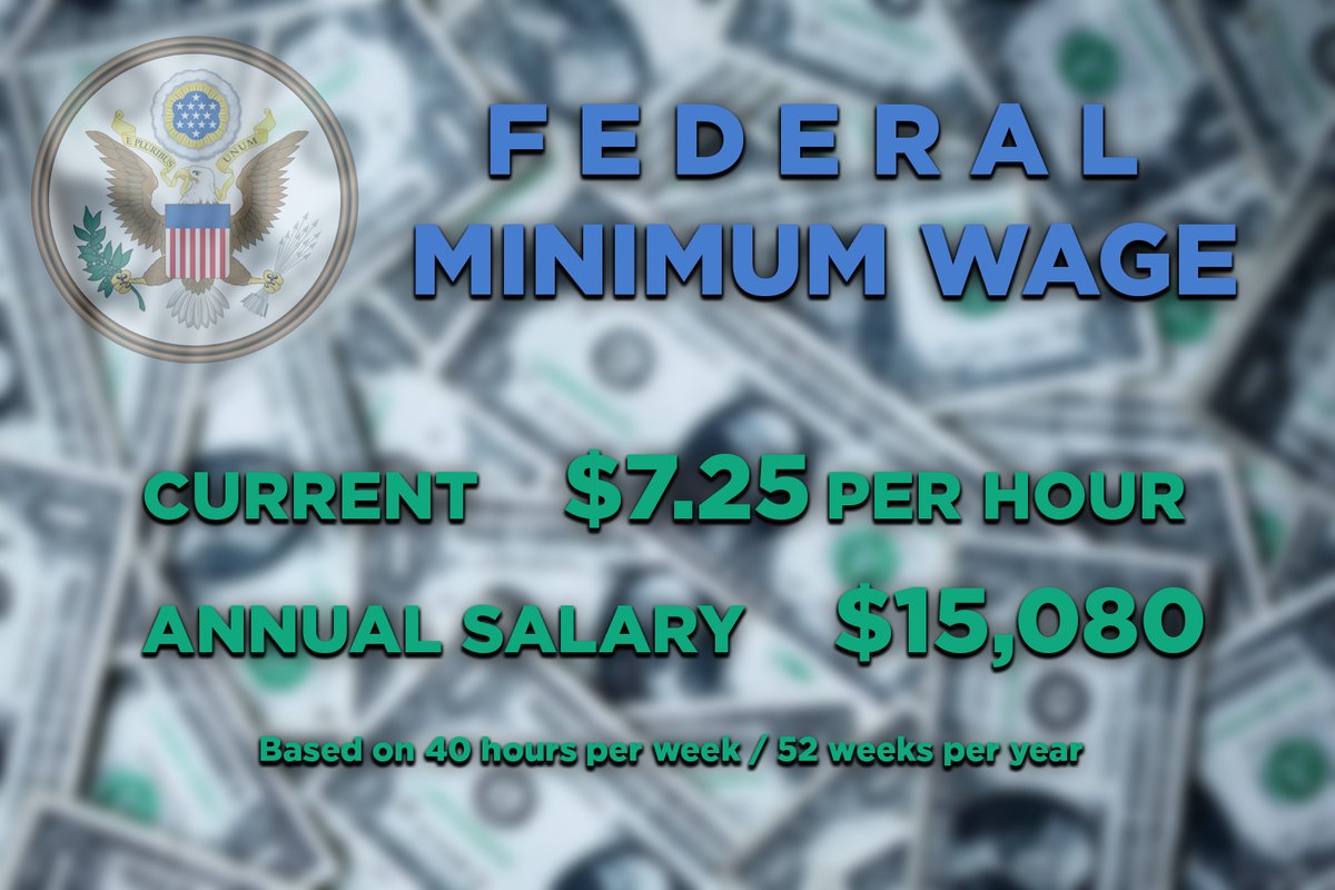 To Compare (using 40 hours per week, pre tax math below):Florida's Current Minimum Wage: $8.56 / hourFL Minimum Wage Annual Salary: $17,804Federal Current Minimum Wage: $7.25 / hourFederal Minimum Wage Annual Salary: $15,080$15 per hour Annual Salary: $31,200