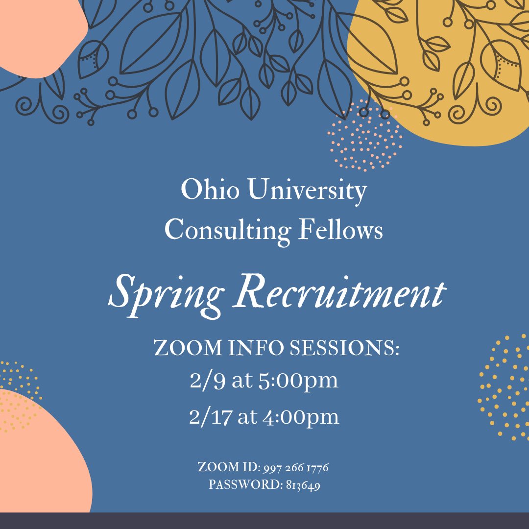 _oucf's tweet photo. Interested in joining a student-run on-campus consulting organization where you can gain real experience that will prepare you for your career? All majors welcome! Apply using the link in our bio! DM us or email Matthew Flaugher m169616@ohio.edu for more info! https://t.co/aXk4JSbTEA