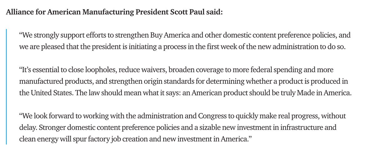 It's  #BuyAmerican day at the  @WhiteHouse. This afternoon  @POTUS is scheduled to sign an executive order that should strengthen our nation's patchwork of domestic content preference laws. They are mostly known as Buy America and Buy American. Here's our initial take: