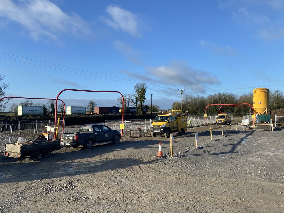 JFDTullamore's tweet photo. Great work and coordination by @ESBNetworks and @IrishRail diverting overhead power lines at our housing development in Tullamore.

#housing #infrastructure #construction #development https://t.co/5UpdYyiXSx