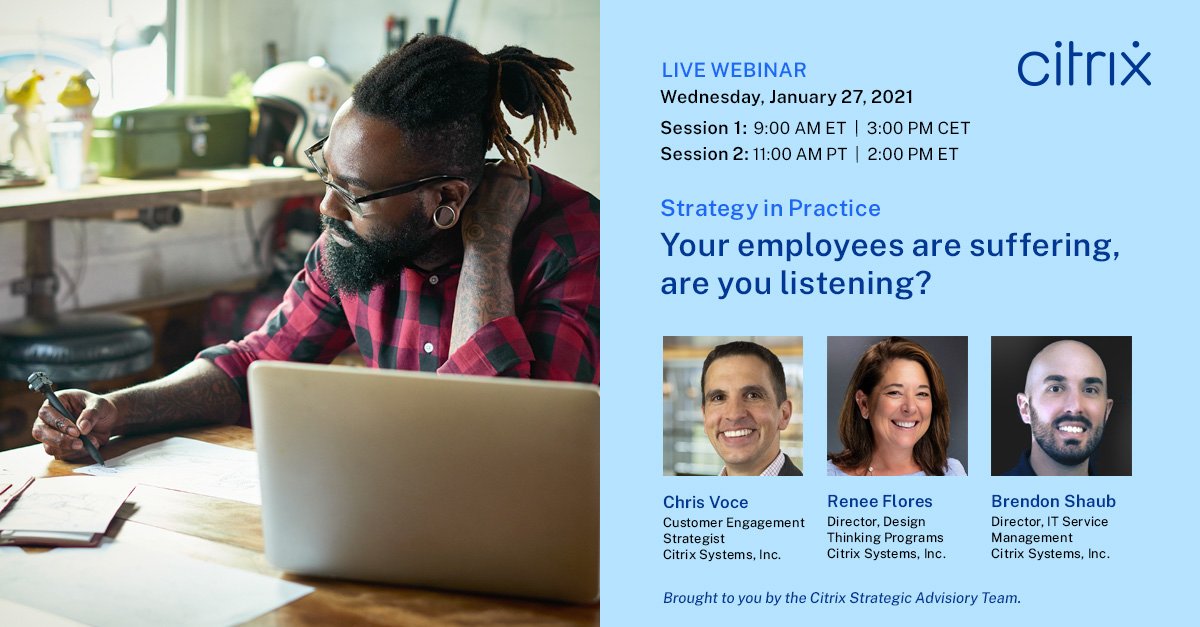 mnolan001's tweet photo. Register now for this can't miss roundtable session by our leading #customerexperience authorities. Ensuring your employees are having a great experience is more important now than ever before. #EmployeeExperience #citrixsecuritysummit
Register here: https://t.co/8467E5vpSr https://t.co/1LNNFUvQMY