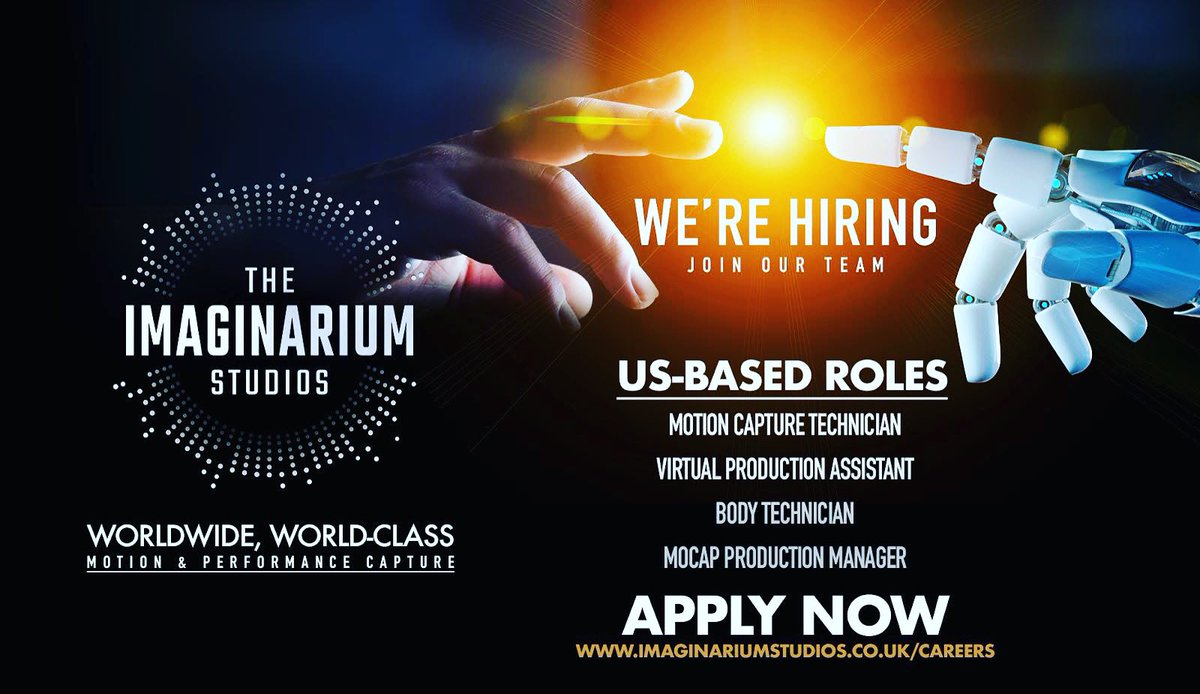 Imaginarium_UK's tweet photo. ๐ฅJOB ALERT ๐ฅThe Imaginarium Studios are hiring for multiple Motion Capture roles based in the USA๐- To find out more see our careers page on our website ๐ฅ๐ฑhttps://t.co/D31n1INRrc and apply ๐ฉ #Hiring #MotionCapture #PerformanceCapture #USRoles https://t.co/N4PFXfbSJm