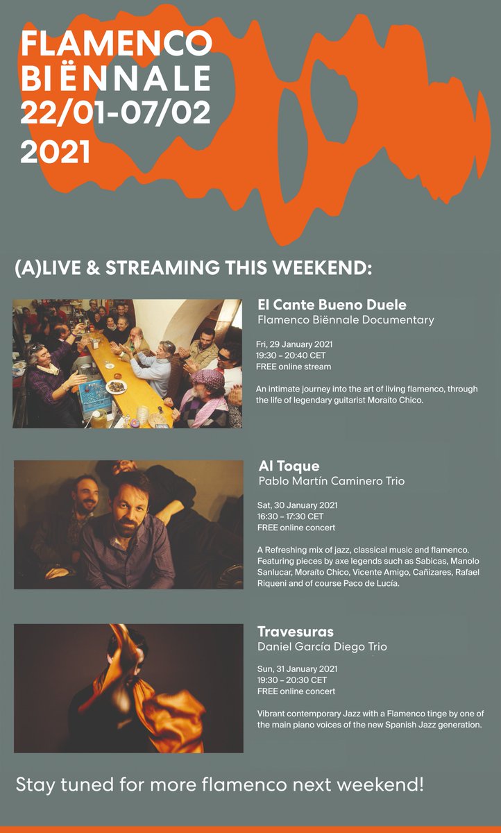 (A)LIVE &amp; STREAMING ✨ We’re getting ready for our first festival weekend! What a ride it has been, but we’re proud to say that we are alive and kicking. Have you already booked your free online seats for this weekend?! Make sure you do 👉 register.flamencobiennale.nl/welcome