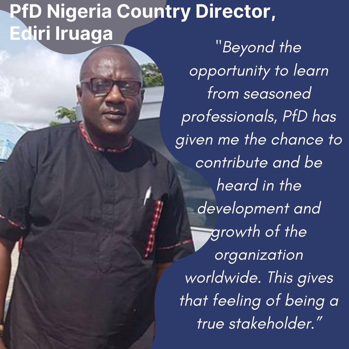 Partners4Dev's tweet photo. Today we spotlight PfD's Nigeria Country Director, Ediri Iruaga. In addition to his management and leadership skills, Ediri's specialization is microfinance and business development services. Join us in thanking Ediri for his many contributions to PfD! https://t.co/yKXgM4Ve3b