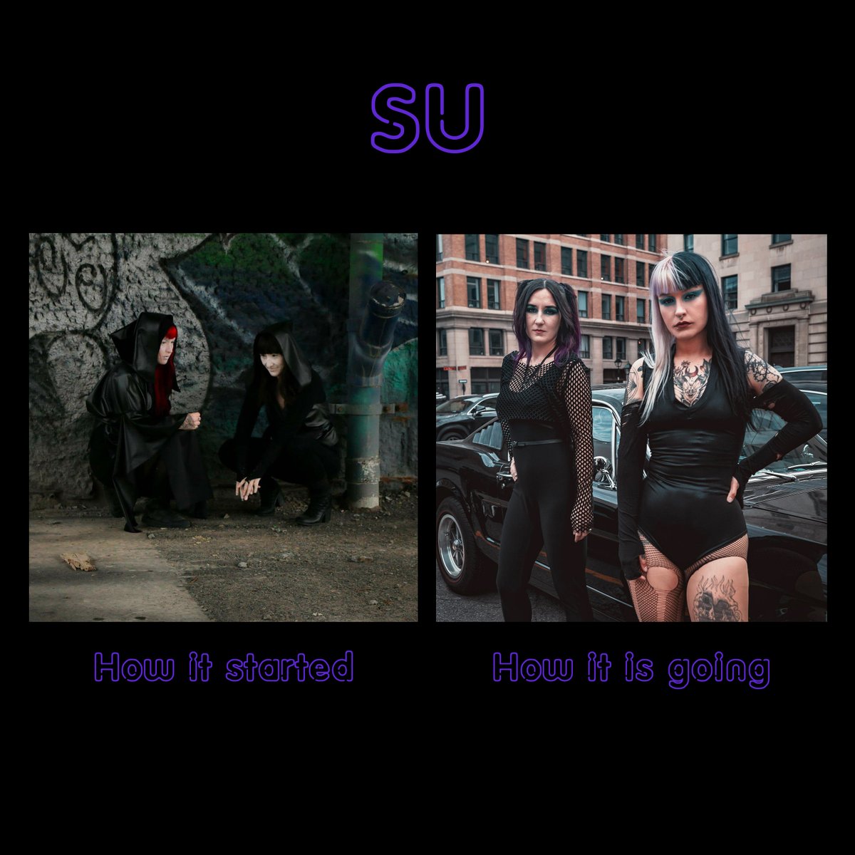 thesuproject's tweet photo. Picture on the left, Spring 2017, by SU, tripod and timer
Picture on the right, Summer 2020, by @JordanDoreymi 

#howitstartedvshowitsgoing #beginning #alternativemusic #alternativeoutfit #montrealmusic https://t.co/DrBV4qtr8Y