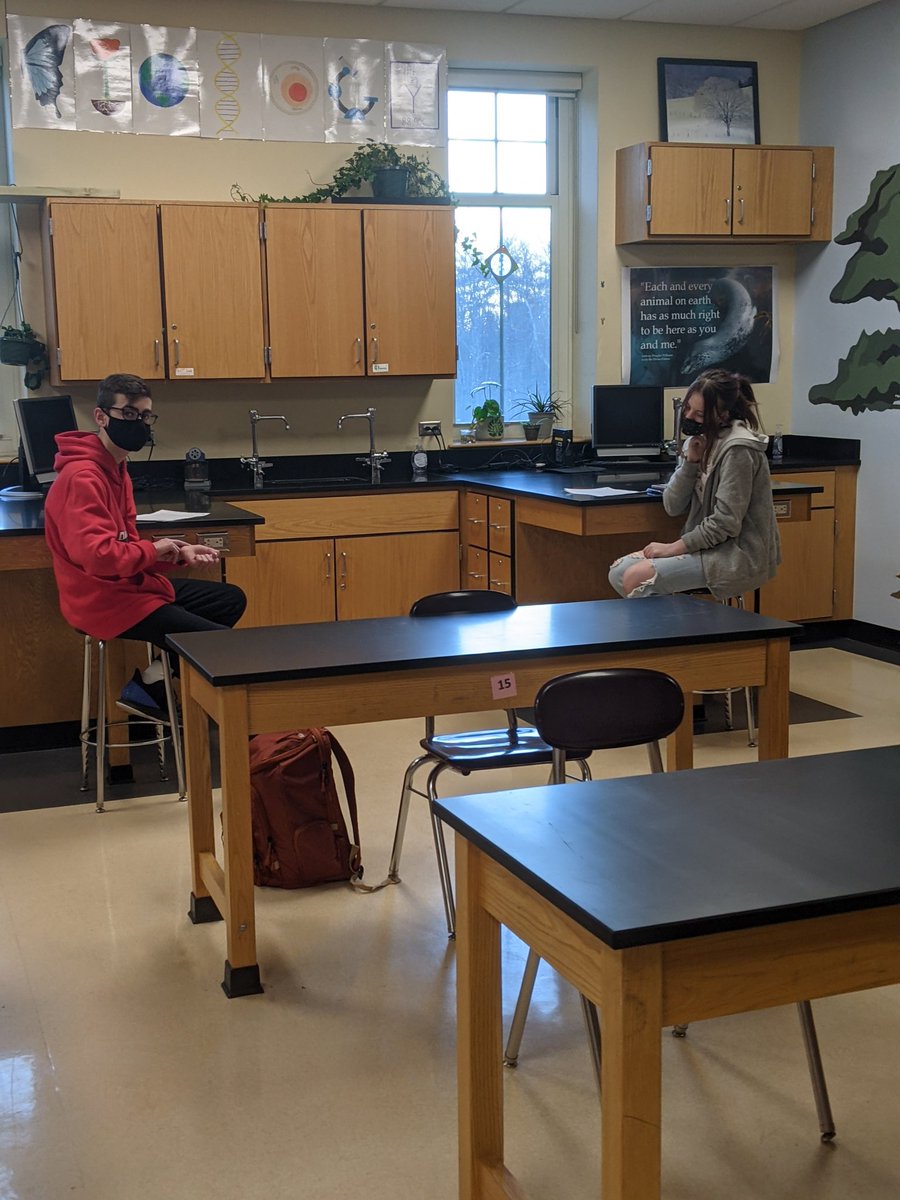 Andrew and Emma taking their pulses!! Honors Bio Period 1- heart rate lab!! These kids are so happy to be here and doing labs! #whpantherpride