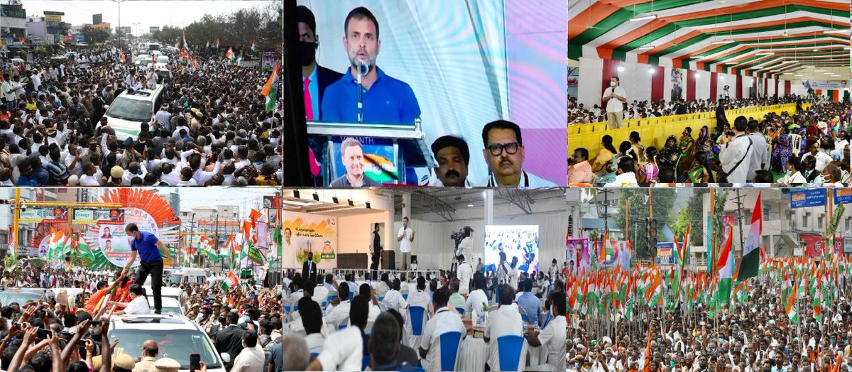 SanjaySDutt's tweet photo. The overwhelming love, affection &amp; blessings showered on our beloved leader @RahulGandhi Ji by the People of TamilNadu, during his 3 day visit of the State, is unprecedented, magnificently memorable &amp; truly historic.

We bow in gratitude 🙏 to #TamilNadu.

#ThalaivarRahulGandhi https://t.co/gYtoRAUFzS