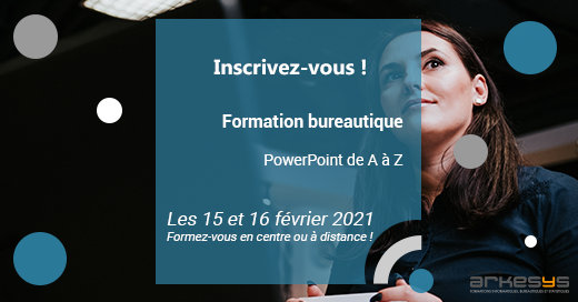 GroupeArkesys's tweet photo. [INSCRIVEZ-VOUS] Vous souhaitez créer des présentations et maîtriser toutes les fonctionnalités de PowerPoint ? Inscrivez-vous vite : https://t.co/KpdXbbKOhX https://t.co/Cx1OcoyiJO