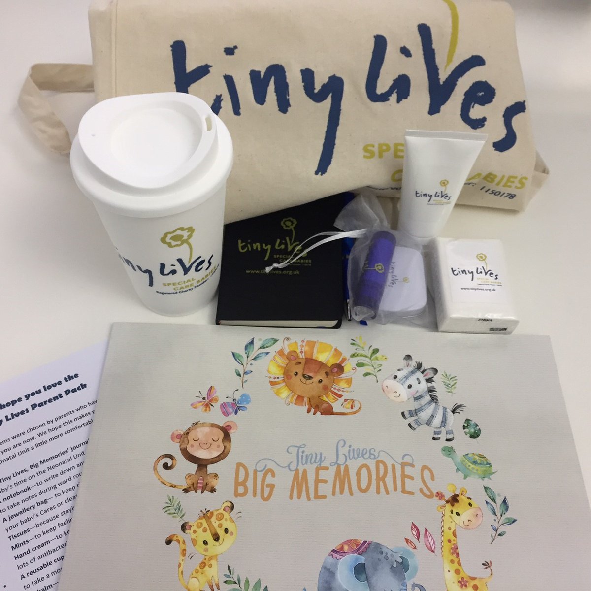 TinyLivesTrust's tweet photo. #DidYouKnow we supply each new family to the RVI Neonatal Unit with a #ParentPack? Packs include a Tiny Lives Big Memories Diary, notebook & pen, lip balm, tissues, hand cream, toiletries & Tiny Lives Reusable cups ☕️ and more! If you received a Pack, what was your fave item? 🤔 https://t.co/XGd4GvoiJm