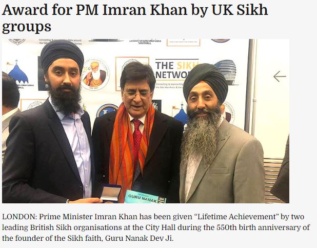 Later in November the sikh network gave award to Imran Khan. The sikh network group is direct connected to peter virdee.