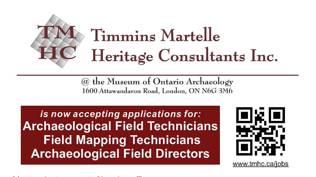 TMHC is now hiring Field Techs, Mapping Techs, and Field Directors for the upcoming 2021 Field Season. Learn more at tmhc.ca/jobs