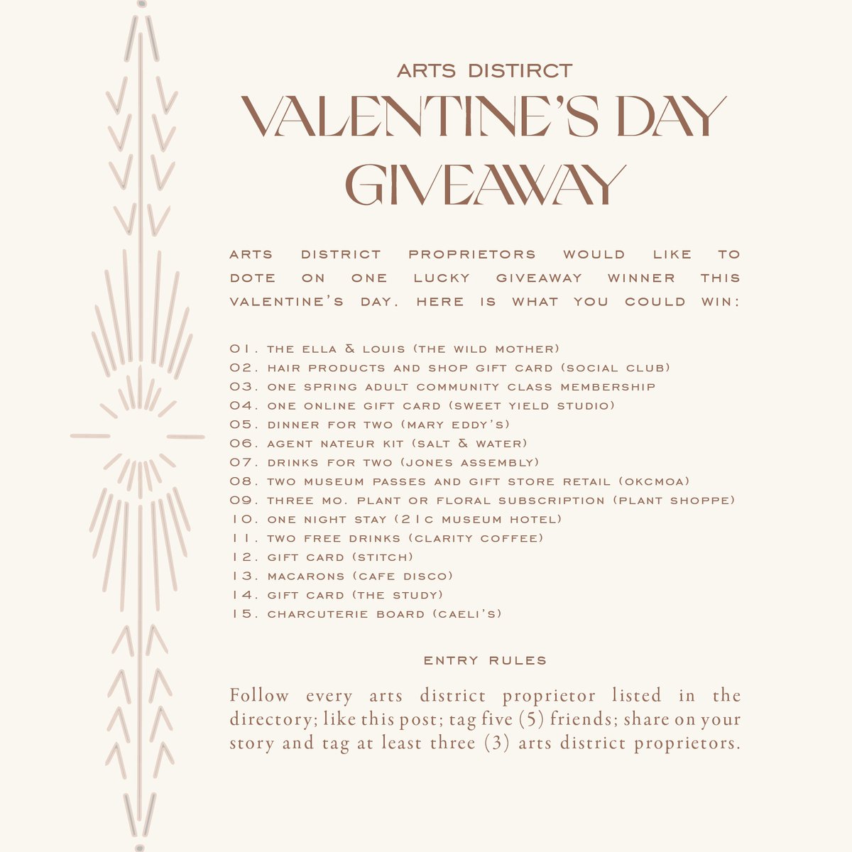 SweetYield's tweet image. ♥️GIVEAWAY♥️ Arts District businesses have teamed up to host a MASSIVE Valentine's giveaway (valued at over $1,000) featuring gifts that represent the charm &amp;amp; quality of our shops, studios, restaurants, and museums!

Head to instagram.com/sweetyieldstud… to enter!