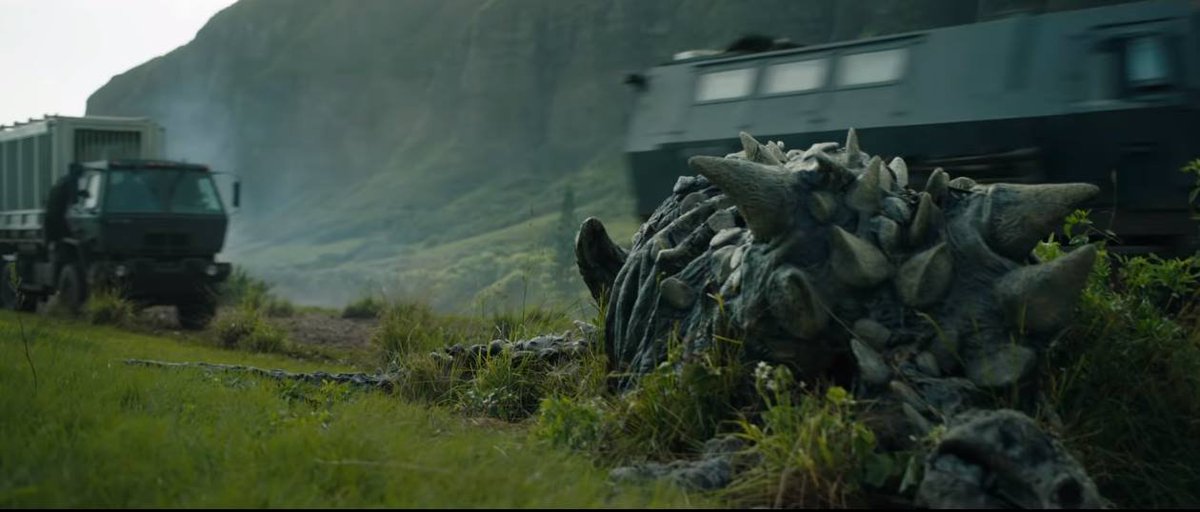 [5/19] After the Brachiosaurus Encounter at Main Street, we would get some more extended shots of Wheatley's Expedition going to the Bunker 02-17, specifically showing a Peloroplites corpse, that scene also appears in the trailers of Fallen Kingdom