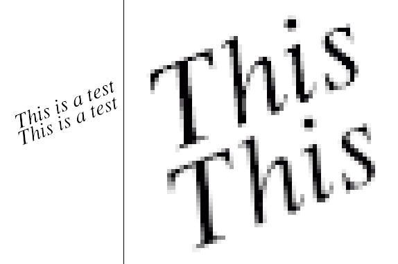 Just comparing the venerable FontManager’s rendering (top) to a certain vector graphics program I won’t mention (bottom).