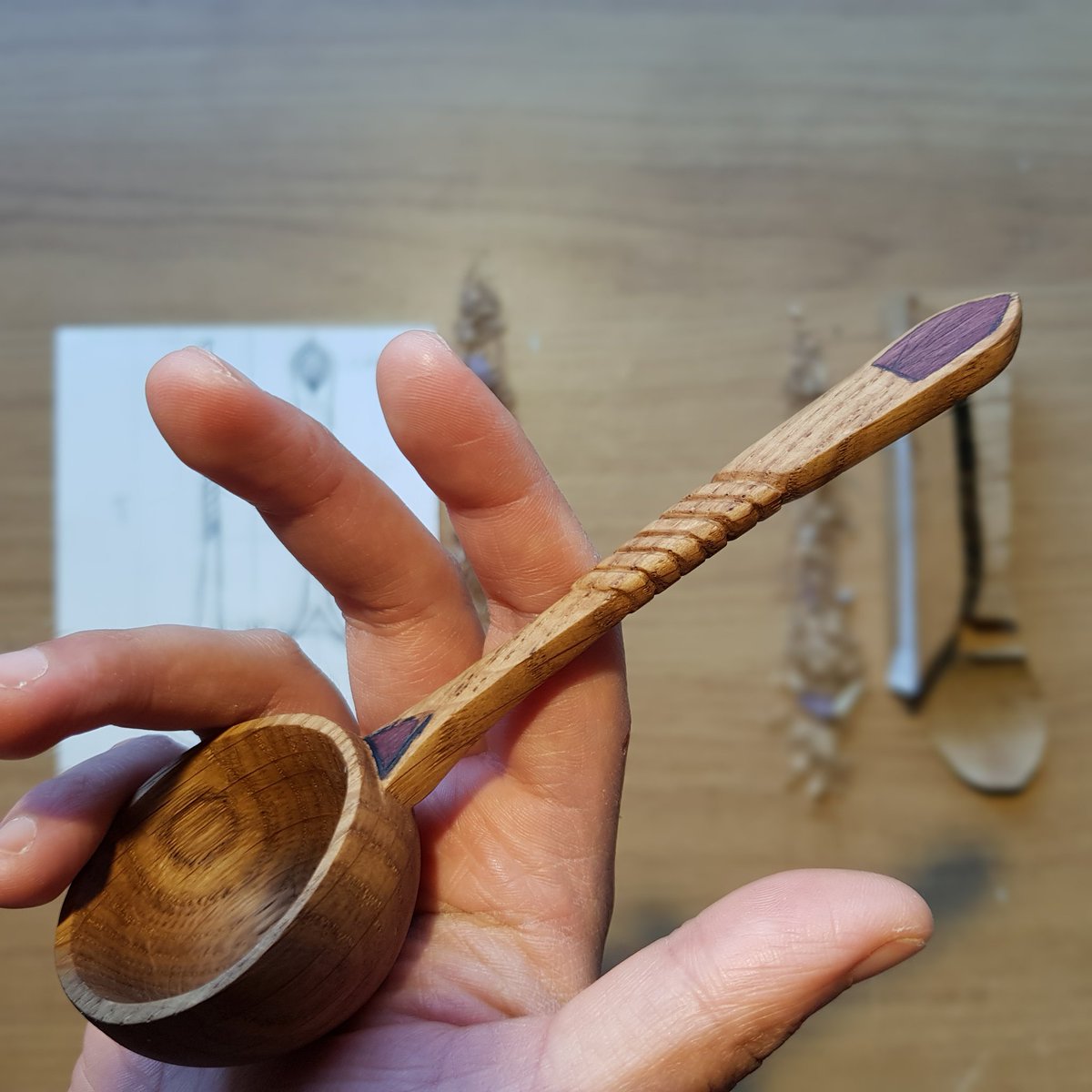 A lovely spoon I carved! If you want to see more details be sure to check out my ig page🤠 #spoon #carving #handmade #spooncarving