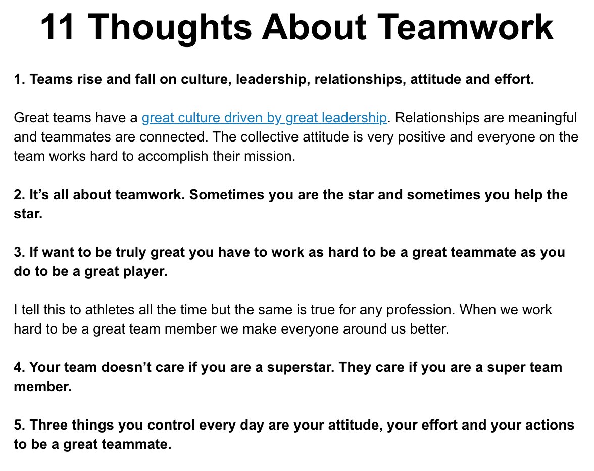 JonGordon11's tweet image. Great teams don't happen by accident. Here are 11 thoughts on great teamwork -&amp;gt; jongordon.com/positivetip/11…