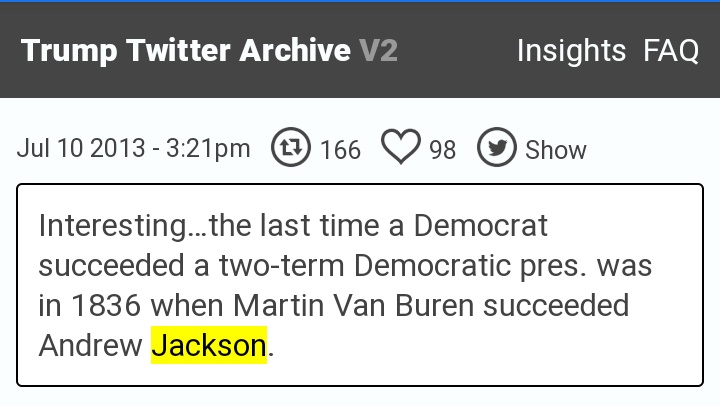 Delta5by5Dawn's tweet photo. @Shelf_Elfi @debibug @bigredwavenow @realDonaldTrump @DanScavino @WhiteHouse @SecretService @StaceyA48576880 🔥More old Tweets!🔥 Andrew Jackson #POTUS7 https://t.co/ngkUN1IGFC