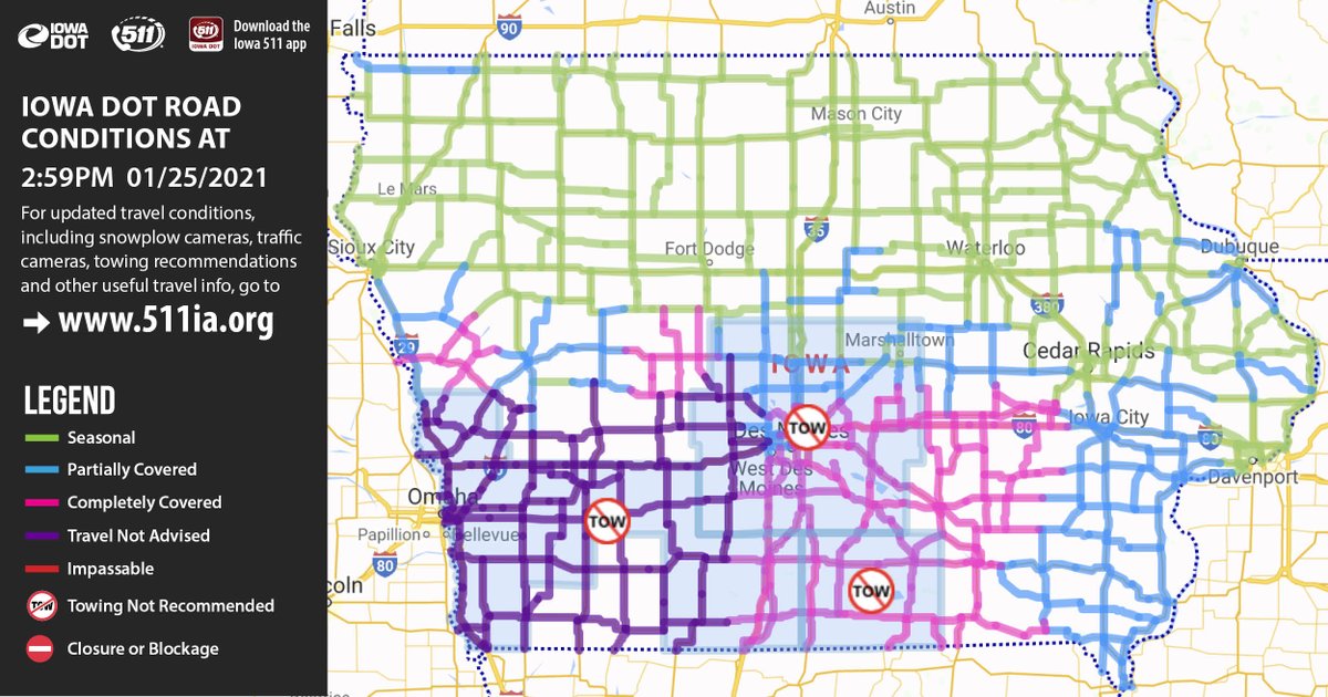 Iowa DOT (@iowadot) on Twitter photo This storm is living up to the hype and quickly intensifying with whiteout conditions causing multiple crashes on I-80. Travel is not advised in Central and Southwest Iowa. For road condition info visit 511i.org or download our free app. <a href="/NWSDesMoines/">NWS Des Moines</a> This storm is living up to the hype and quickly intensifying with whiteout conditions causing multiple crashes on I-80. Travel is not advised in Central and Southwest Iowa. For road condition info visit 511i.org or download our free app. <a href="/NWSDesMoines/">NWS Des Moines</a>