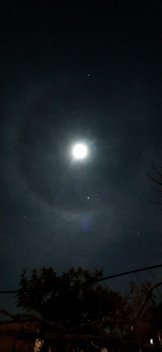 Warm greetings from underneath a frosty #moon #halo