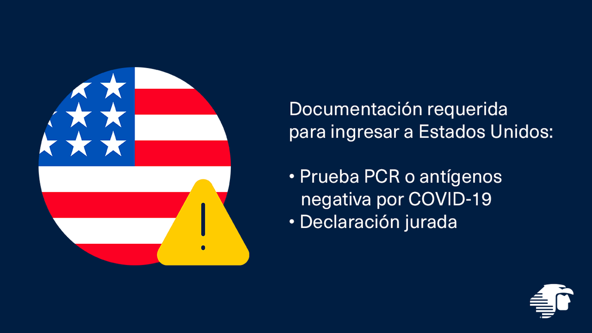 Recuerda que a partir de este 26 de enero, para viajar a los Estados Unidos, deberás presentar una prueba de antígenos o PCR negativa para COVID-19. 

Además, deberás  completar el formulario de declaración jurada y entregar una copia. Descárgalo aquí:  bit.ly/2NAiTMy