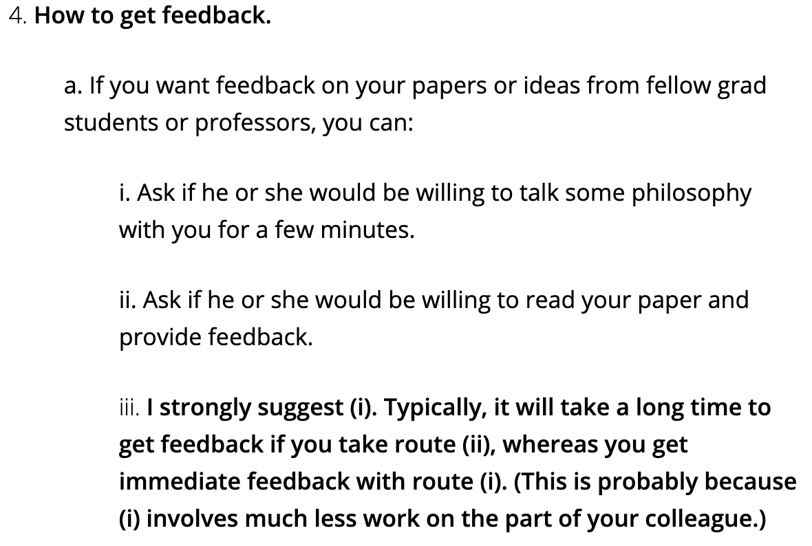 Yes it’ll take less time, but this indicative of one of the key problems of this “advice.” Publish stuff that’s worth reading. Getting drafts read by people you trust makes your work *significantly* better. Reading people’s drafts is good collegiate behavior. /22