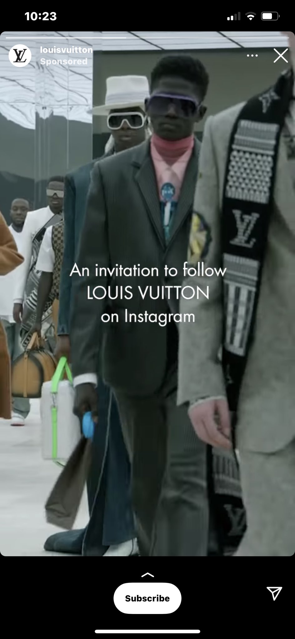 AP on X: Every time I've seen this LV ad on Instagram it blows my mind.  Asin “invitation to follow Louis Vuitton” It's a privilege 🤣😂   / X