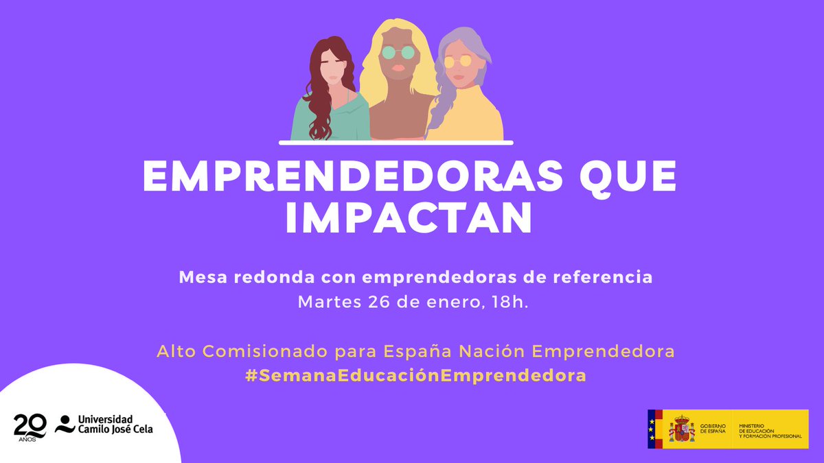 Mañana a las 18h estaremos hablando sobre #emprendimiento y #educación junto a Irene Hernández, <a href="/Azucena_HdezP/">azucena hernandez</a> y <a href="/MartPD/">Marta Pérez Dorao</a>. 

Una iniciativa de <a href="/universidadcjc/">UCJC</a> junto a <a href="/ene_gob/">ene_gob</a> y
<a href="/educaciongob/">Ministerio de Educación, FP y Deportes</a> 

#SemanaEducaciónEmprendedora