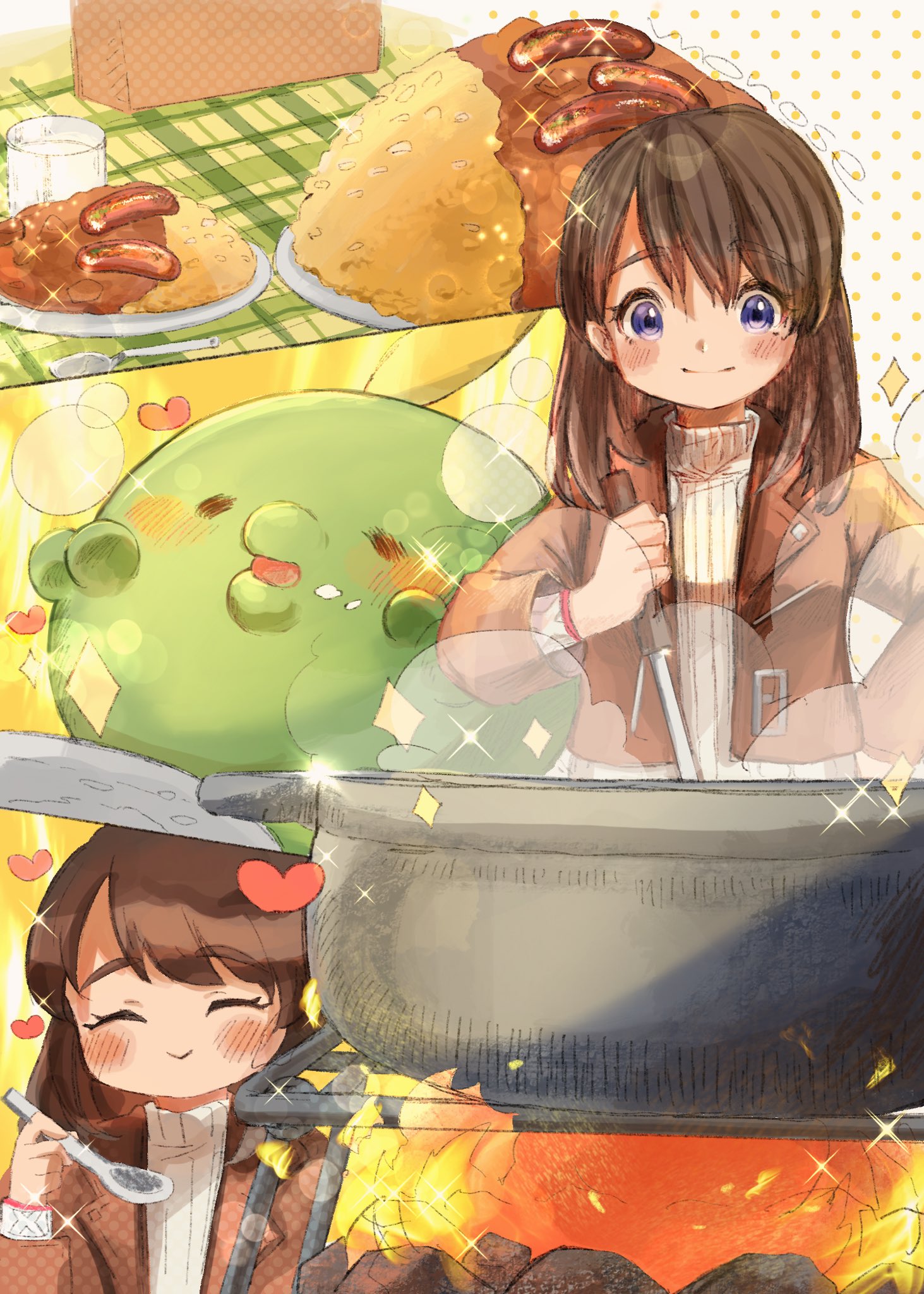 ものせ ゴクリンとキャンプしてカレー食べたたときのイラストです ゴクリンは大盛り T Co Eprnxr8wpx Twitter