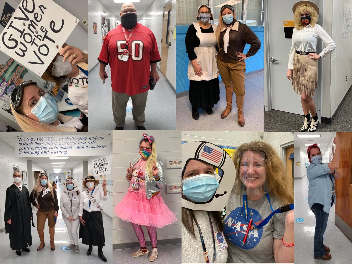Today was the first day of Literacy Week. Our theme was "Who Am I?" with a focus on biographies/autobiographies. Here are a few staff members dressed as famous or historical figures. Can you guess who they are? <a href="/SWETornadoes/">StantonWeirsdaleMCPS</a>  <a href="/amy14280/">Amy Alderman</a> <a href="/KAndriola/">Kathy Andriola</a> <a href="/KikiWil2014/">Kristen Wilson</a> <a href="/MCPS_Elementary/">🍎 MCPS Elementary Education</a>